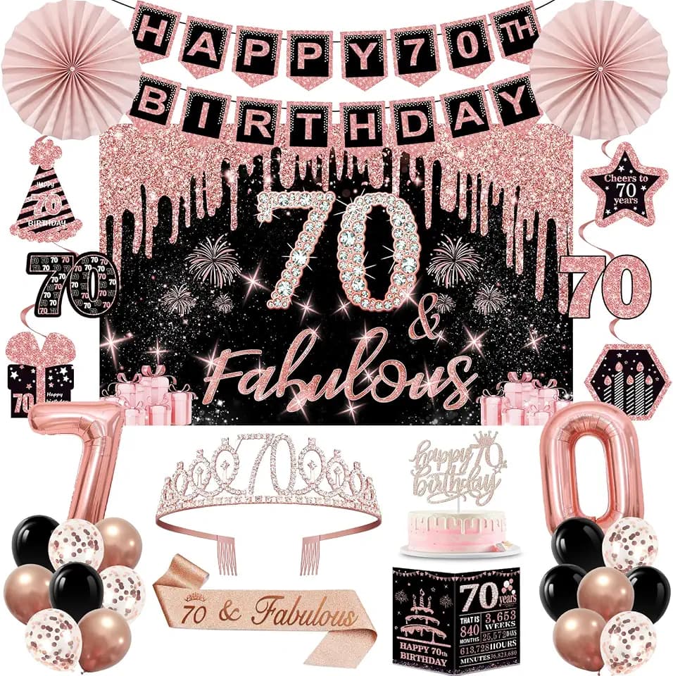 70th Birthday Decorations for Women,32PCS 70th Birthday Party Decorations