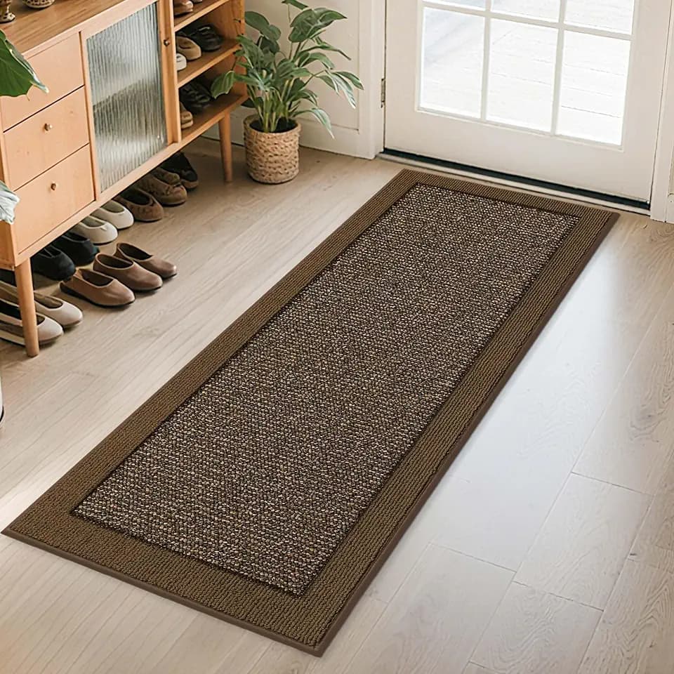 BEQHAUSE Indoor Door Mat 24" x 60", Dirt Trapper Door Mats, Brown