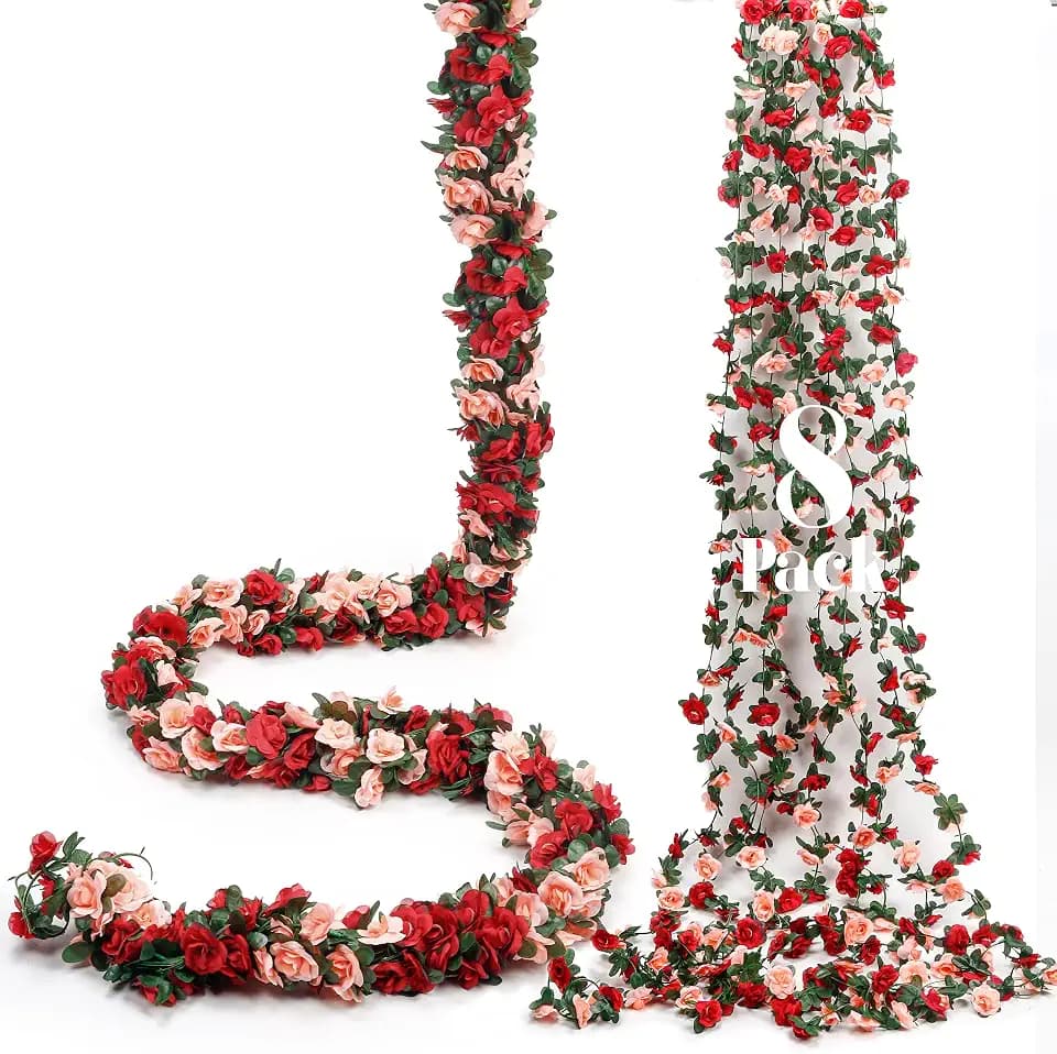 Miracliy 8Pcs 66FT Orange Flower Garland for Wedding Arch and Backdrop