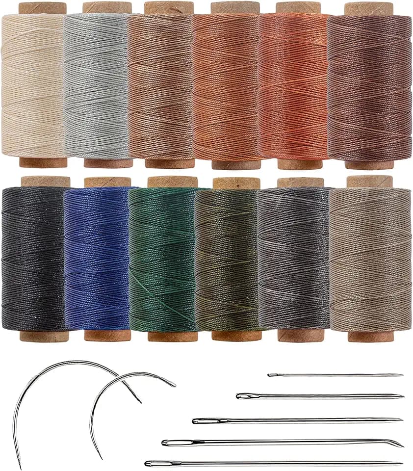 0.45mm Round Waxed Thread for Sewing Thin Leather 12 Neutral Colors