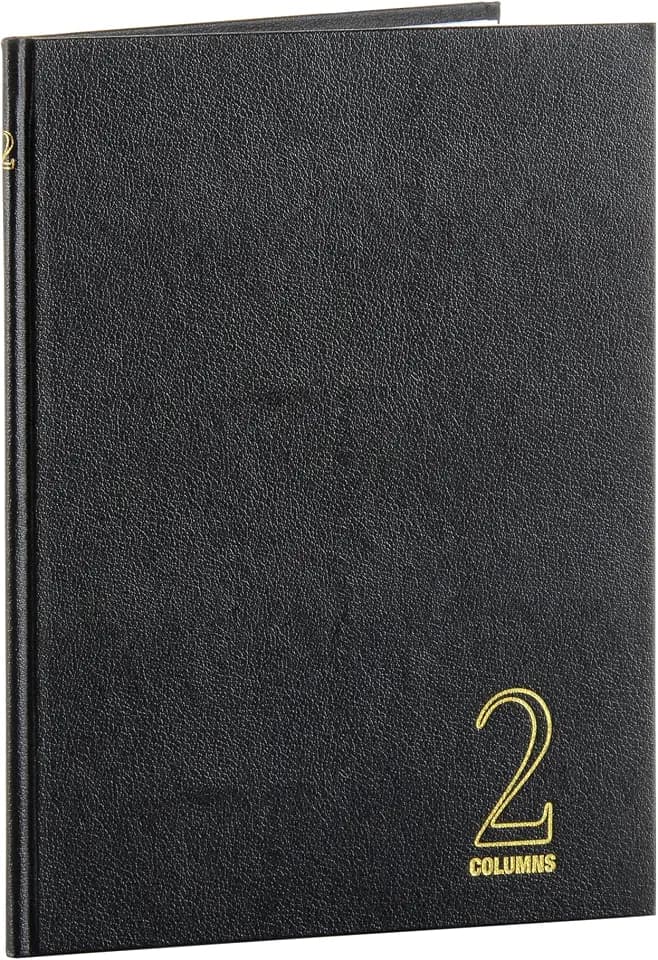 Wilson Jones Hardbound Accounting Journal, 9.25 x 7 Inches, 2 Columns, 80 Pages, 30 Lines per Page, Black (W74102A)
