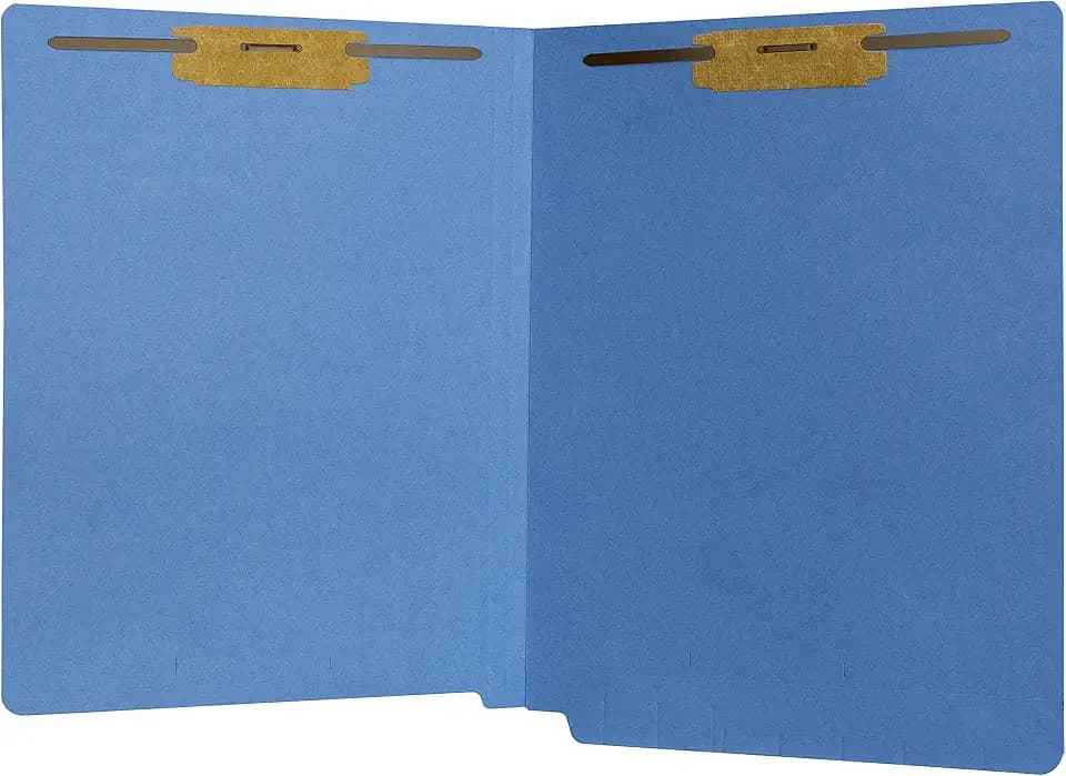 The File King End Tab File Folder with 2 Fasteners - Blue | Letter Size 8.5" x 11" | End Tab Folder for Medical Charts & Office Filing | 2” Prongs | Box of 50 | Made in USA | Heavyweight 11pt Stock