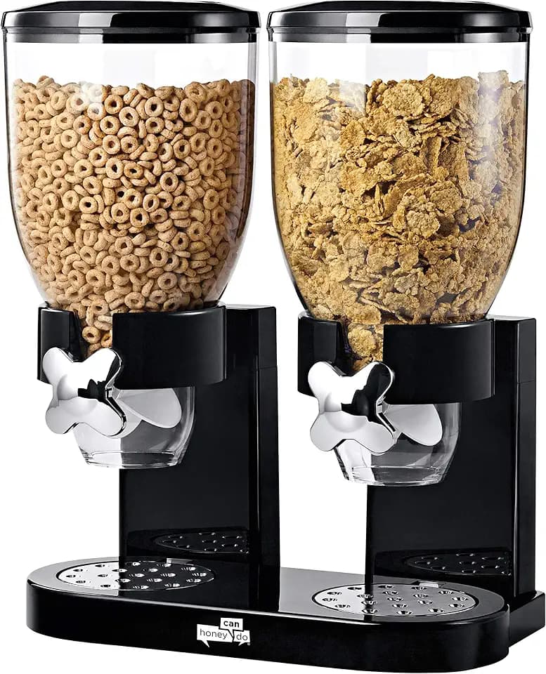 ZevrO Dry Food & Cereal Dispenser, 4.4 Cups, Black, Original Dual