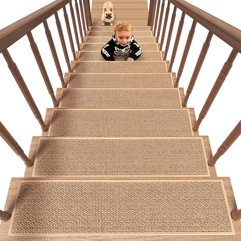 PADOOR Non Slip Stair-Treads, Rubber Backing Stair-Runners for Wooden Steps