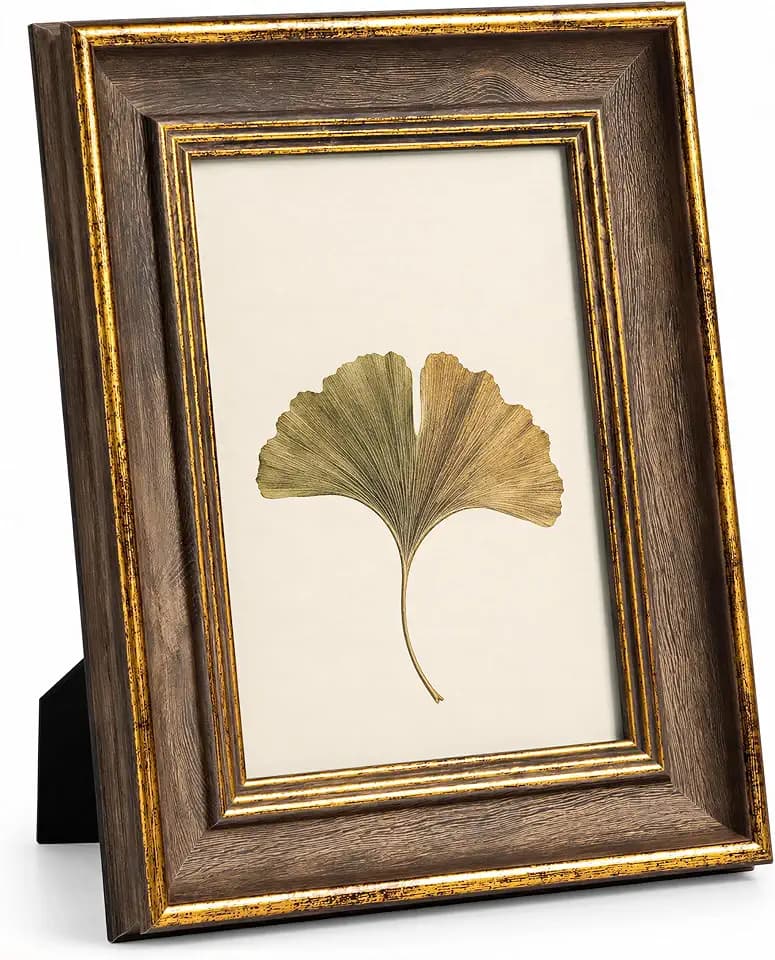 Afuly 5x7 Picture Frame Vintage Antique Wood Gold Photo Frame