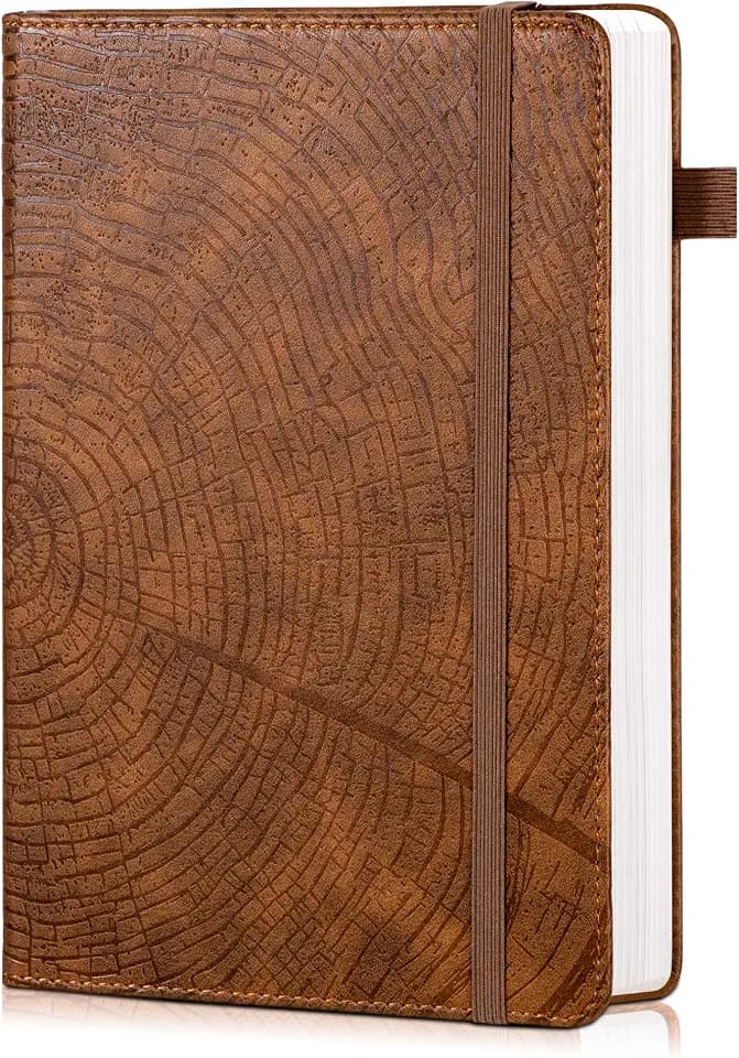 CAGIE Lined Journal for Men & Women, Tree Growth Ring Hardcover A5 Notebook
