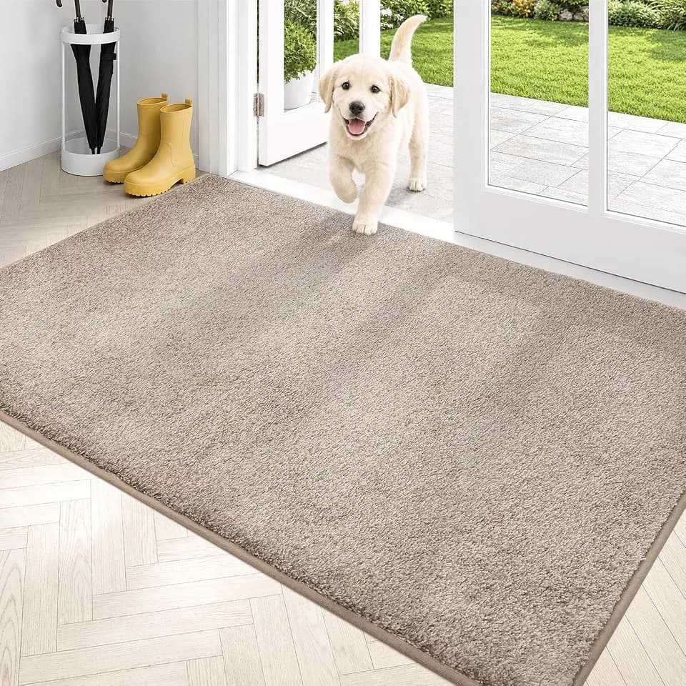 PURRUGS Dirt Trapping Indoor Door Mat, 34" x 59", Taupe