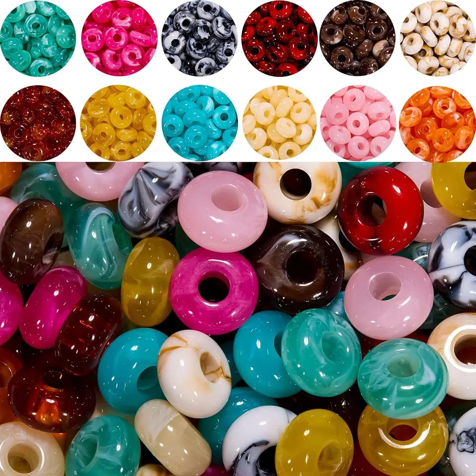 120Pcs Large Hole Acrylic Beads for Carabiner Bag Charms, 14mm