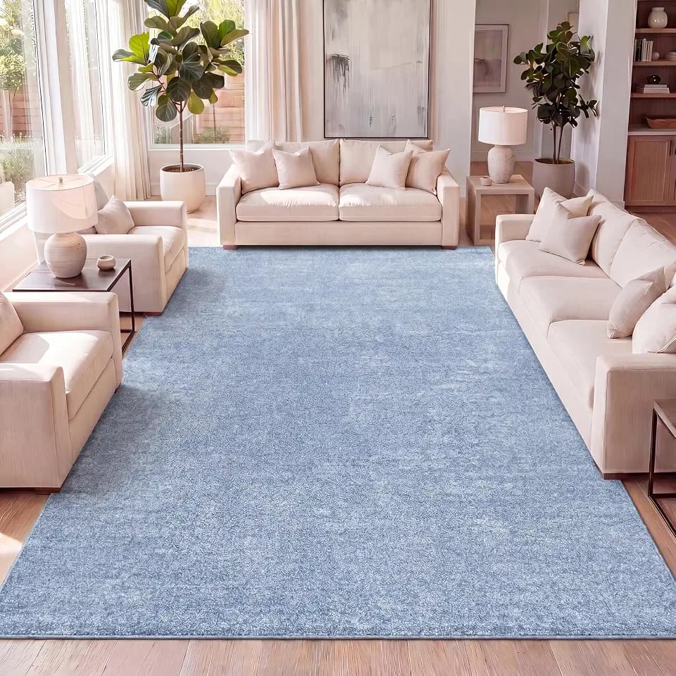 JONATHAN Y Haze Solid Low-Pile Classic Blue Indoor Area Rug 5x8, Coastal,Bohemian,Minimalist,Classic, Easy-Cleaning for Living Room,Bedroom,Kitchen,Pet Friendly,Non-Shedding (SEU100F-5)