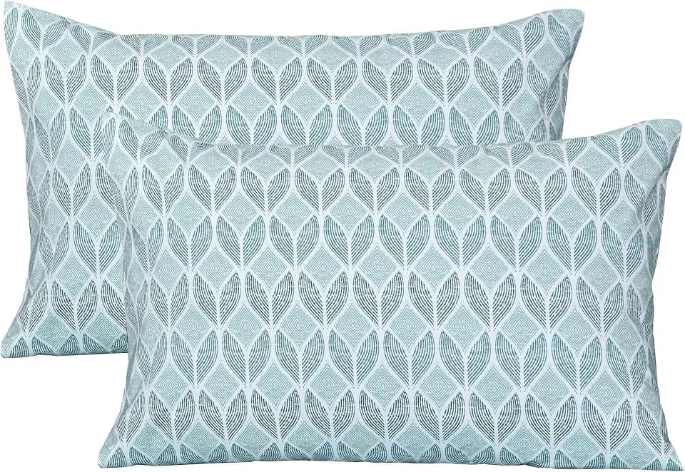 FEATHER & STITCH NEW YORK 100% Cotton 2 Piece King Pillow Cases, 300TC Ultra-Soft Pillowcases with Envelope Closure, Wrinkle- Fade- Stain Resistant - 20x40 inches (King, Nature Mesh)