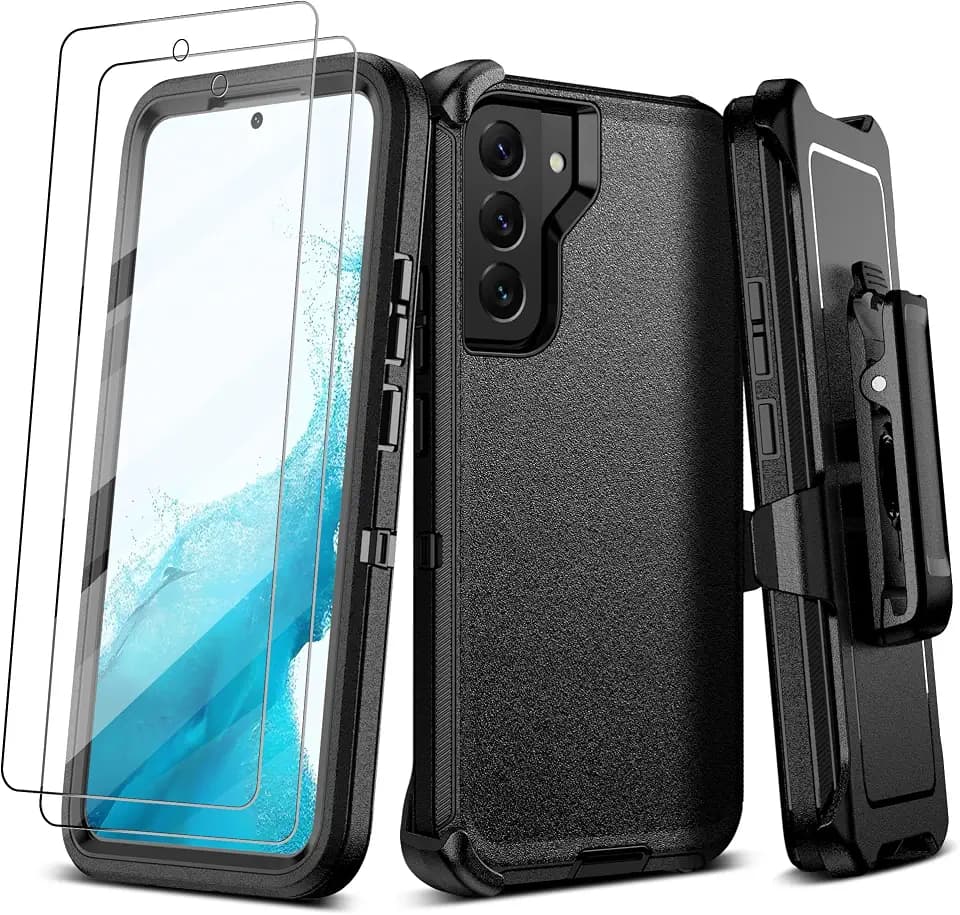 For Samsung Galaxy S22 plus Case with Belt Clip Holster:16FT Military Grade Drop Protection【Design Case+ Belt Clip Holster】Heavy Duty Shockproof Rugged with Screen Protector for S22 plus Black