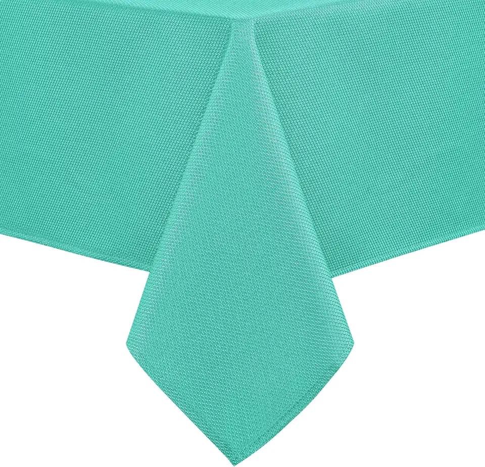 Hiasan Jacquard Textured Rectangle Tablecloth 60x102 Inch, Aqua