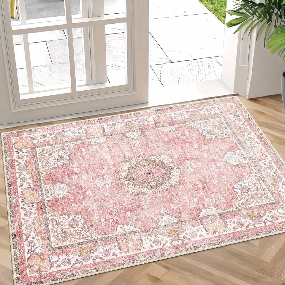 Small Rugs 2x3 Pink Rug for Entryway Entrance Doormat Boho