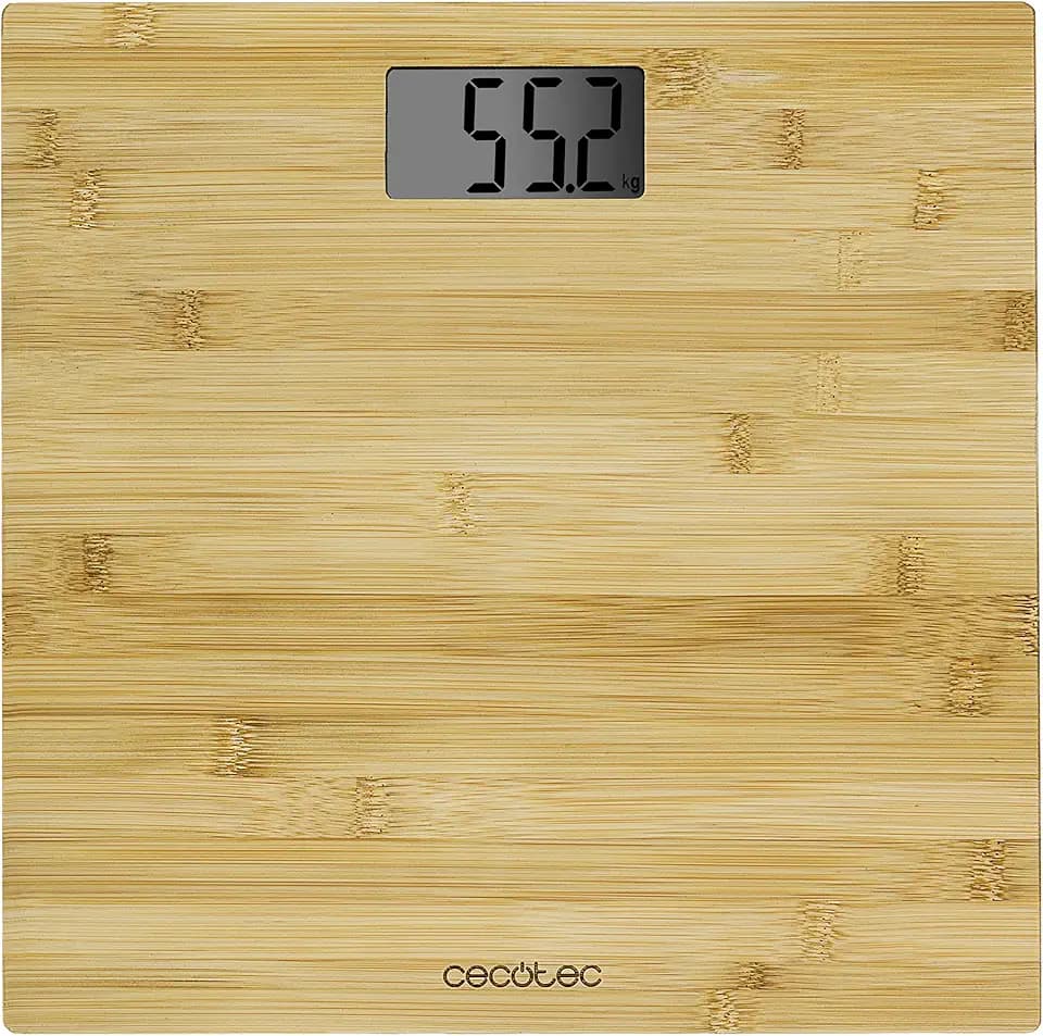 Cecotec Digitale Personenwaage mit hoher Präzision Surface Precision 9300 Healthy. Mit Bambus-Plattform (eco-friendly), LCD-Display und einer maximalen Kapazität von 180 kg. Mit Maßband (Holz)