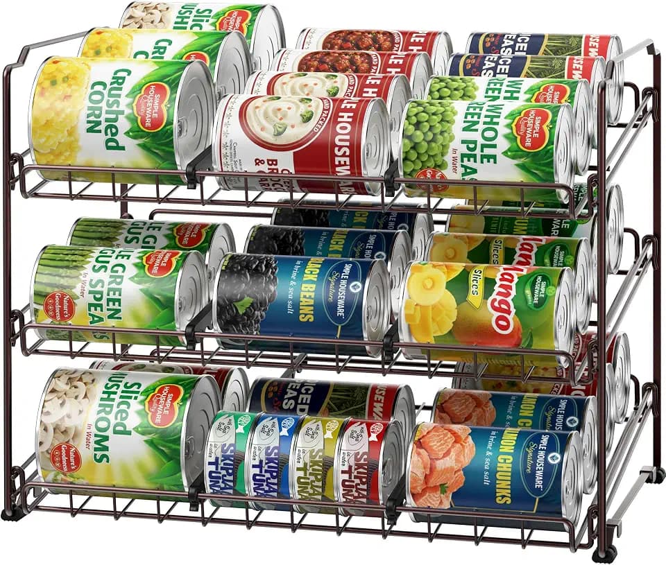 Simple Houseware 3-Tier Stackable Can Organizer Rack Hold 36 Cans, Bronze