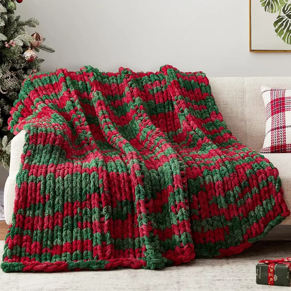 Negwoo Chunky Knit Throw Blanket, Knitted Throw Chenille Yarn, 30"*40"
