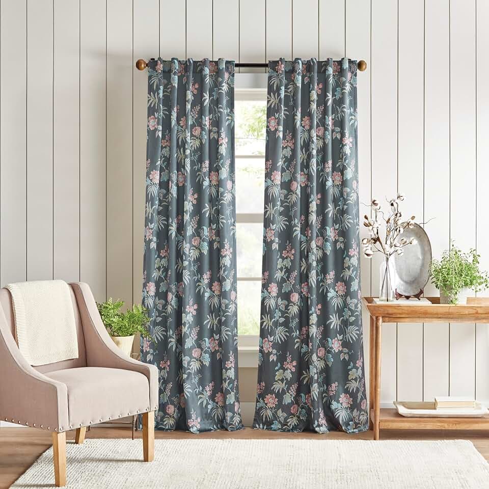 Martha Stewart Norah Room Darkening Curtains 37 x 95 Charcoal 2 Panels