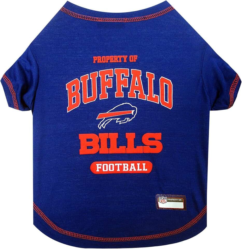 NFL Buffalo Bills Dog T-Shirt for Pets, Size Medium. Officially Licensed Pet Shirt with Team Logo, Soft Stretchable Comfort Fit Apparel for Dogs & Cats
