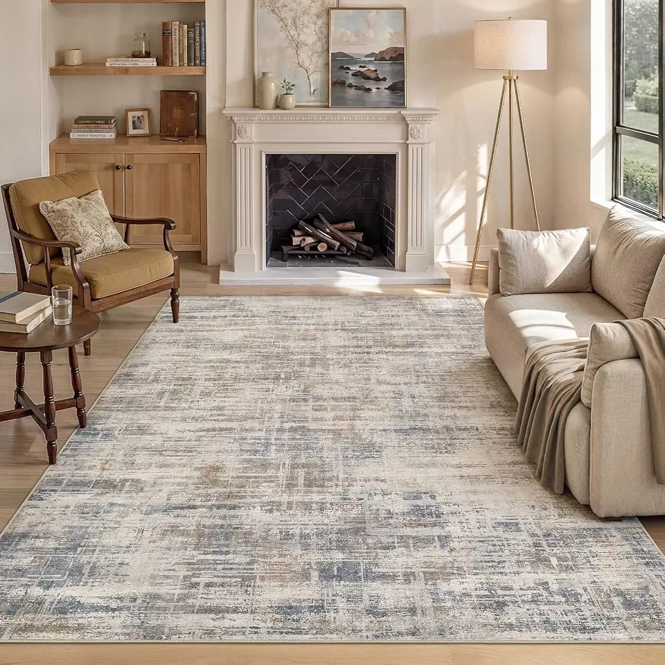 Uermei 6x9 Area Rug for Living Room Washable Abstract Brown Carpet