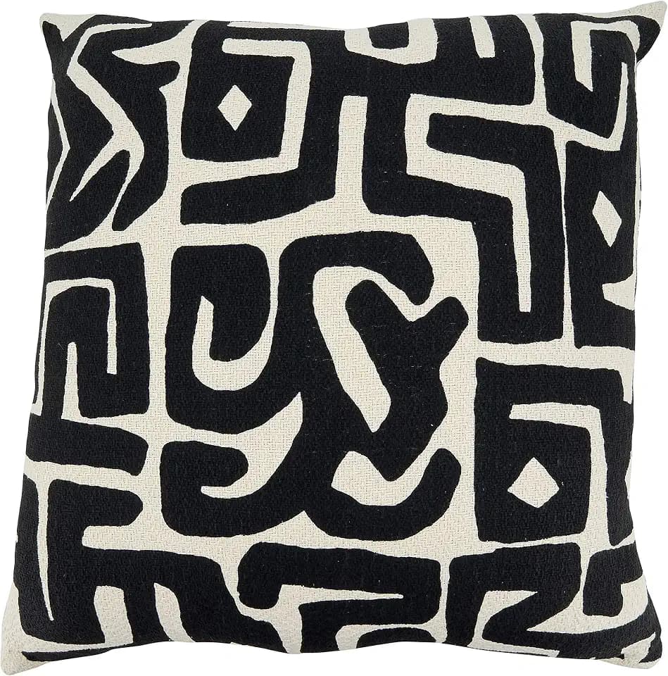 SARO LIFESTYLE Abstract Tribal Throw Pillow Cover - Modern Geometric Throw Pillow Cover for Contemporary Home Decor, Stylish Living Spaces and Layered Interior Styling, 22"x22", Black/White