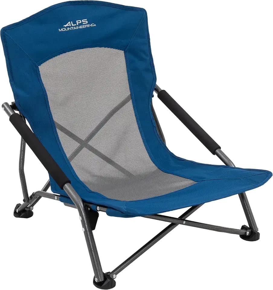 ALPS Mountaineering Rendezvous Low Camping Chairs for Adults with Arms, Cool Mesh Center, Powder Coated Steel Frame, Compact Folding Design and Carry Bag