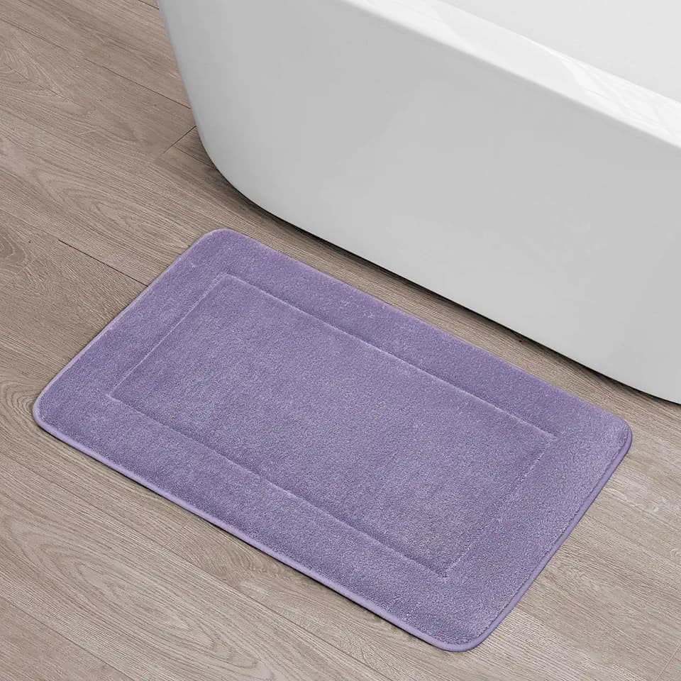 Oliver Brown - Terry Bath Mat, Memory Foam Bath Rug, Non-Slip, 100% Polyester, Premium Bathroom Decor, Machine Washable, Measures 20 in. x 32 in., Wisteria Purple