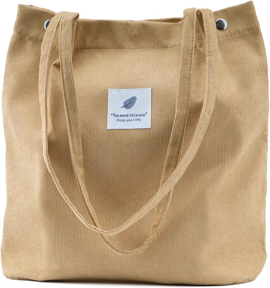 Corduroy Tote Bag Cute Tote Bags for Women Shoulder Bag with Inner Pocket for Work Beach Travel and Shopping Grocery