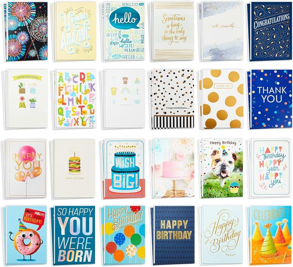 Hallmark All Occasion Cards, Assorted 48-Pack (Birthday, Thank You, Baby)