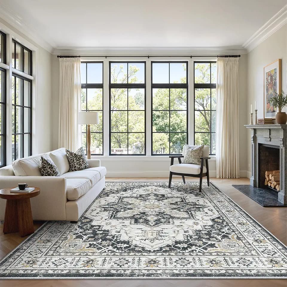 zesthome 6x9 Area Rugs for Living Room,Large Washable Rug,Black