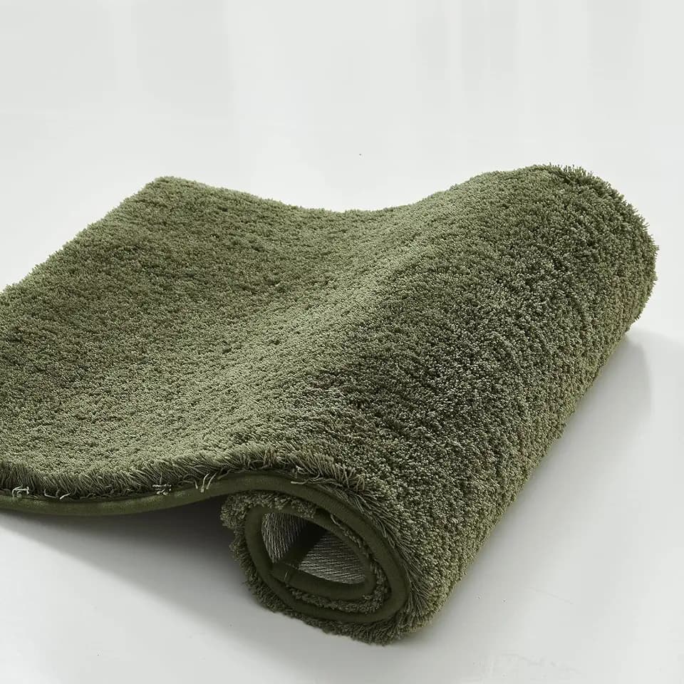 CozeCube Olive Green Shaggy Bath Mat 36"x24" Non Slip Washable Rug