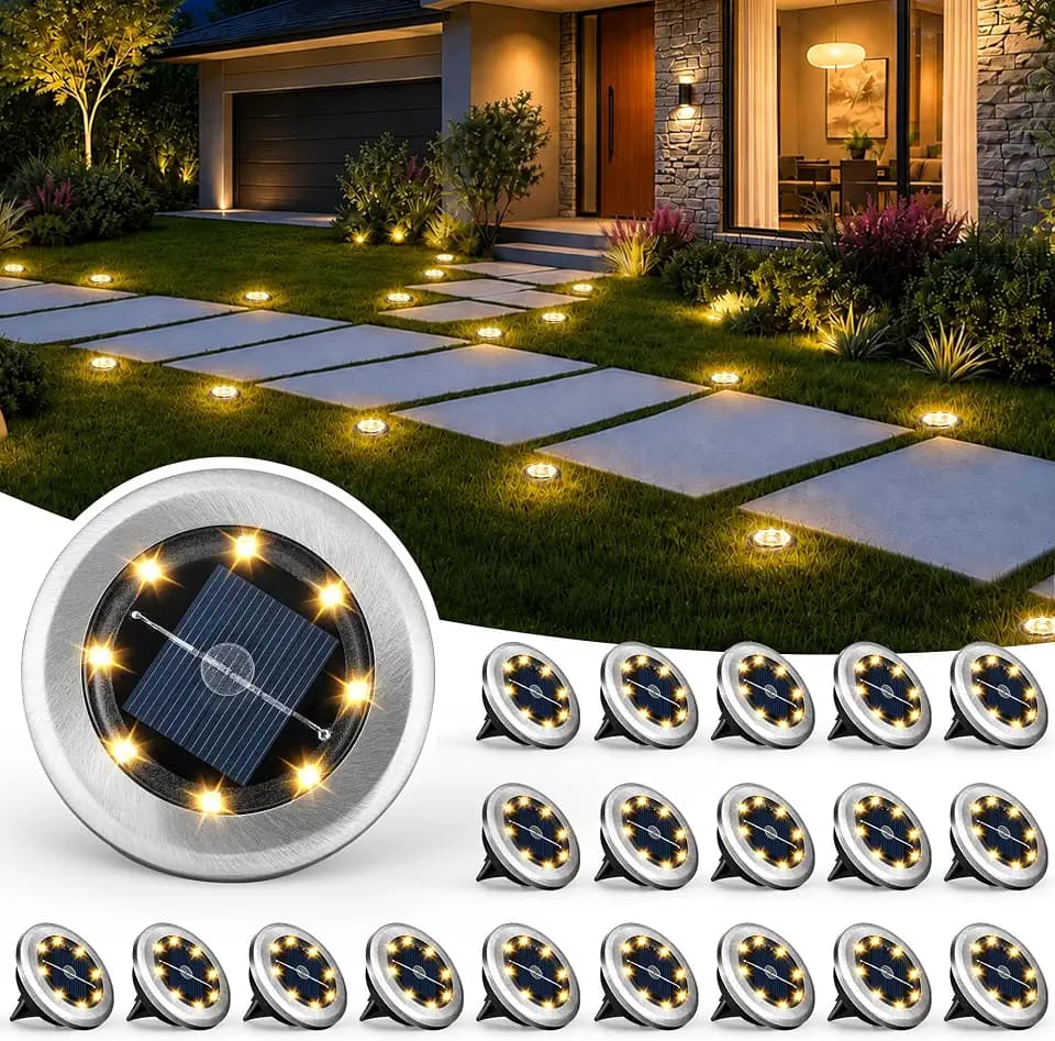 SOLPEX 20 Pack Small Solar Ground Lights, Pathway Lights Warm White