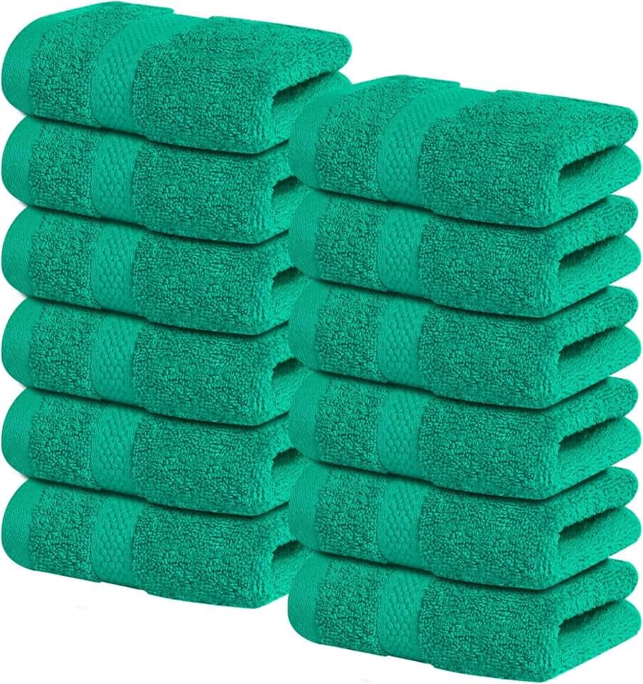Infinitee Xclusives 100% Cotton Luxury Wash Cloths for Showering - 12 Pack