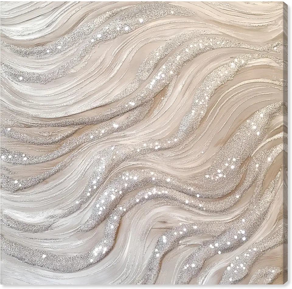 Art Remedy Silver Waves II Canvas Minimalist Abstract, Gallery Wrapped, 12" x 12"