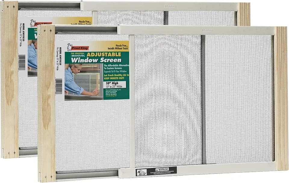 Frost King 2AWS1025 WB Marvin Adjustable Window Screen, 10in High x Fits 15-25in Wide (2 Pack)