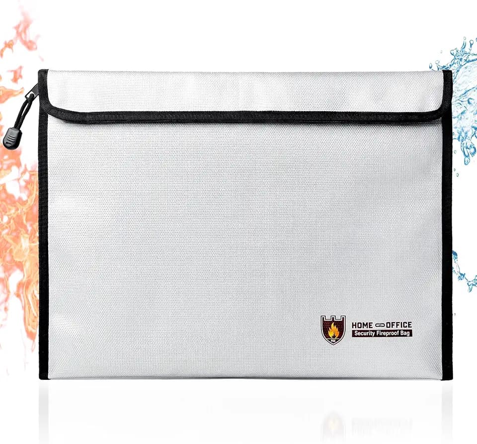 Fireproof Document Bag, 15 x 11 Inch Waterproof Document Pouch with Zipper