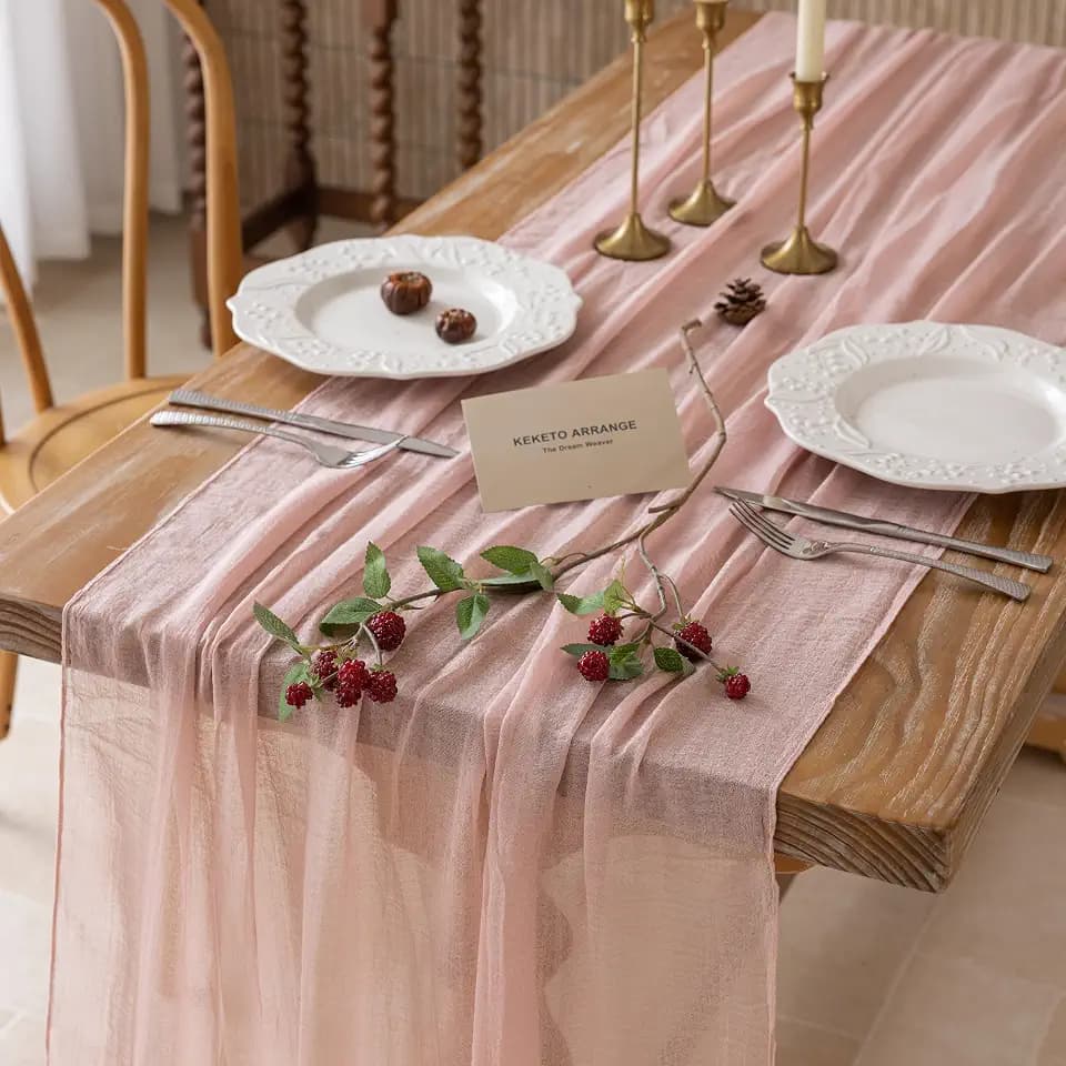 Dusty Pink Cheesecloth Table Runner 120 Inches Fall Party Home Decorations