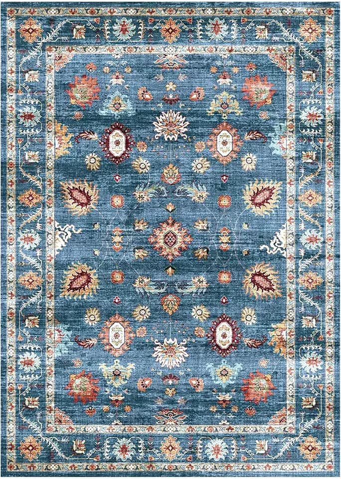 Gertmenian Indoor Easy-Care & Washable Area Rug – 6x9 Medium, Ideal for High Traffic Areas in Living Room, Bedroom, Entryway – Casper Blue, 23220