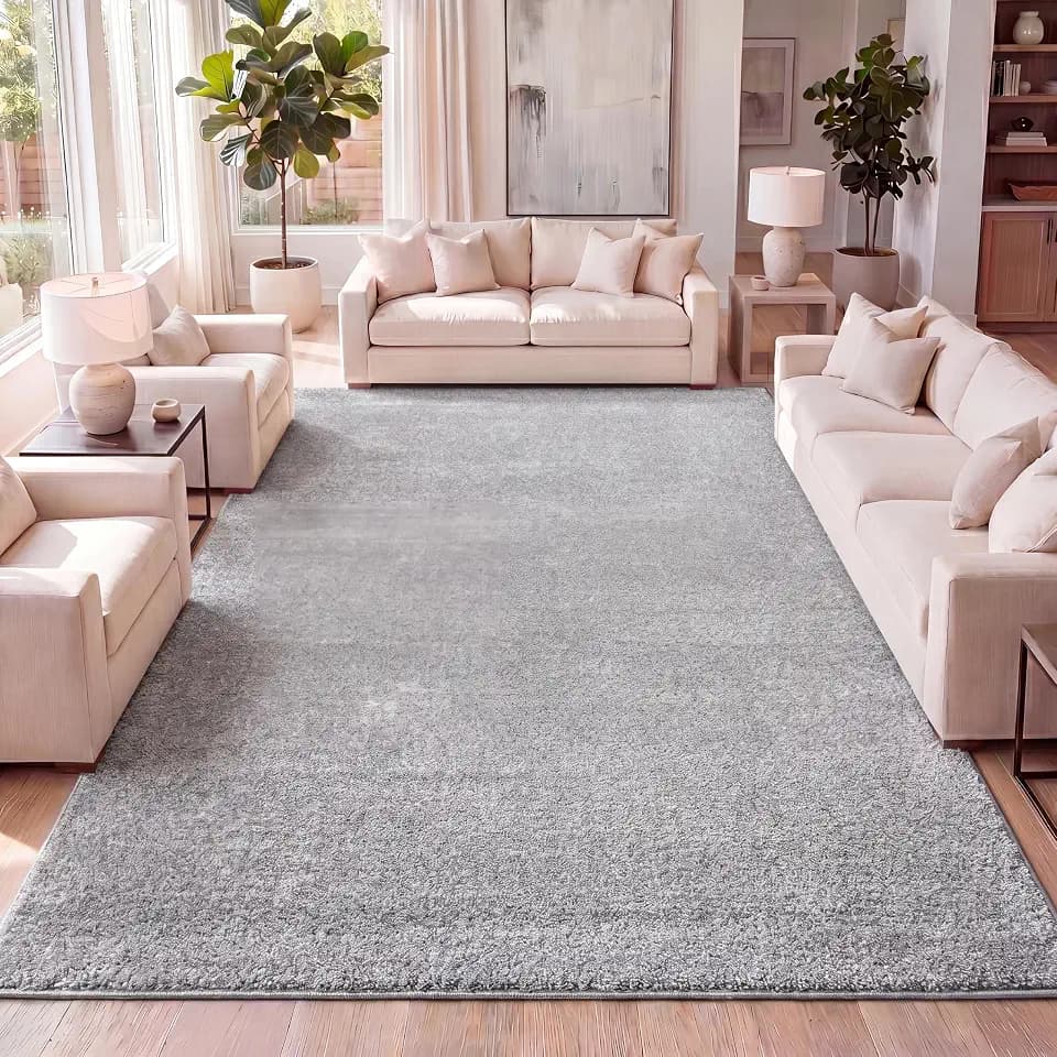 JONATHAN Y Haze Solid Low-Pile Light Gray Indoor Area Rug 8x10, Coastal,Bohemian,Minimalist,Classic, Easy-Cleaning for Living Room,Bedroom,Kitchen,Pet Friendly,Non-Shedding (SEU100K-8)