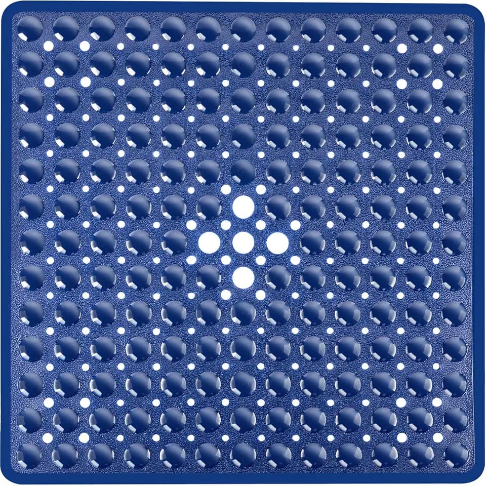 Square Shower Mat Bathtub Tub Bath Mat Non Slip Navy Blue 21"x21"