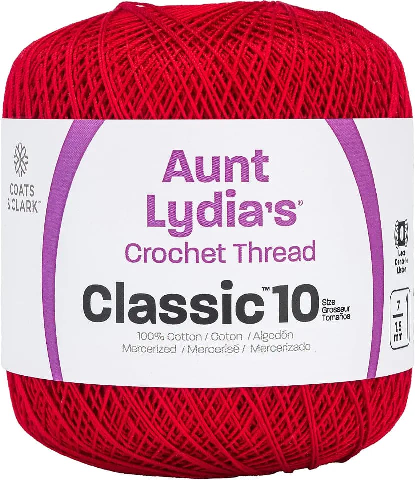 Red Heart 154-494 Crochet, Cotton Classic Size 10, Victory Red