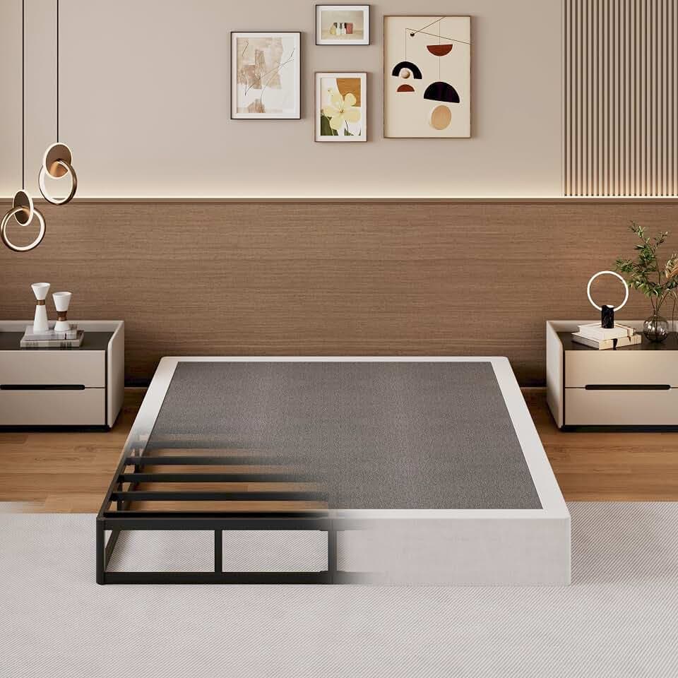 SHLAND Box Spring Queen 8 Inch, Box Spring for Queen Bed, Heavy Duty Metal Mattress Foundation Bed Base with Fabric Cover, Easy Assembly