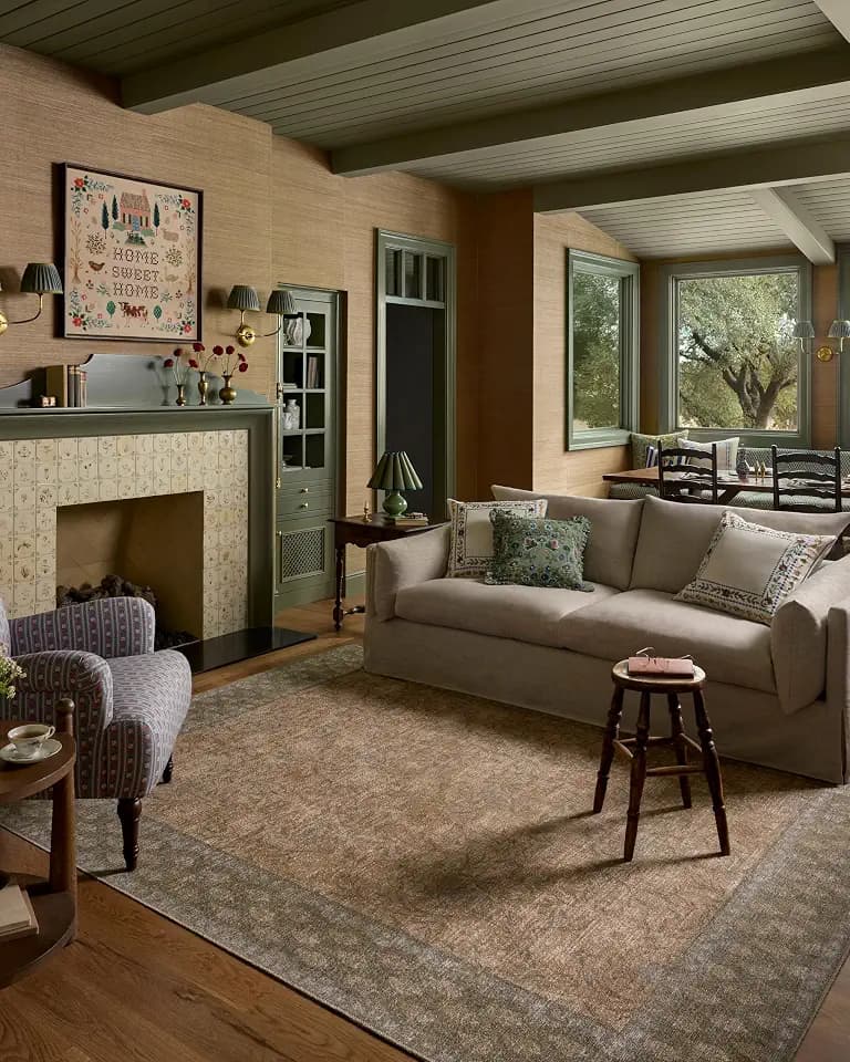 Loloi Rifle Paper Co Edinburgh Sand/Green 2'-3" x 3'-9" Accent Rug
