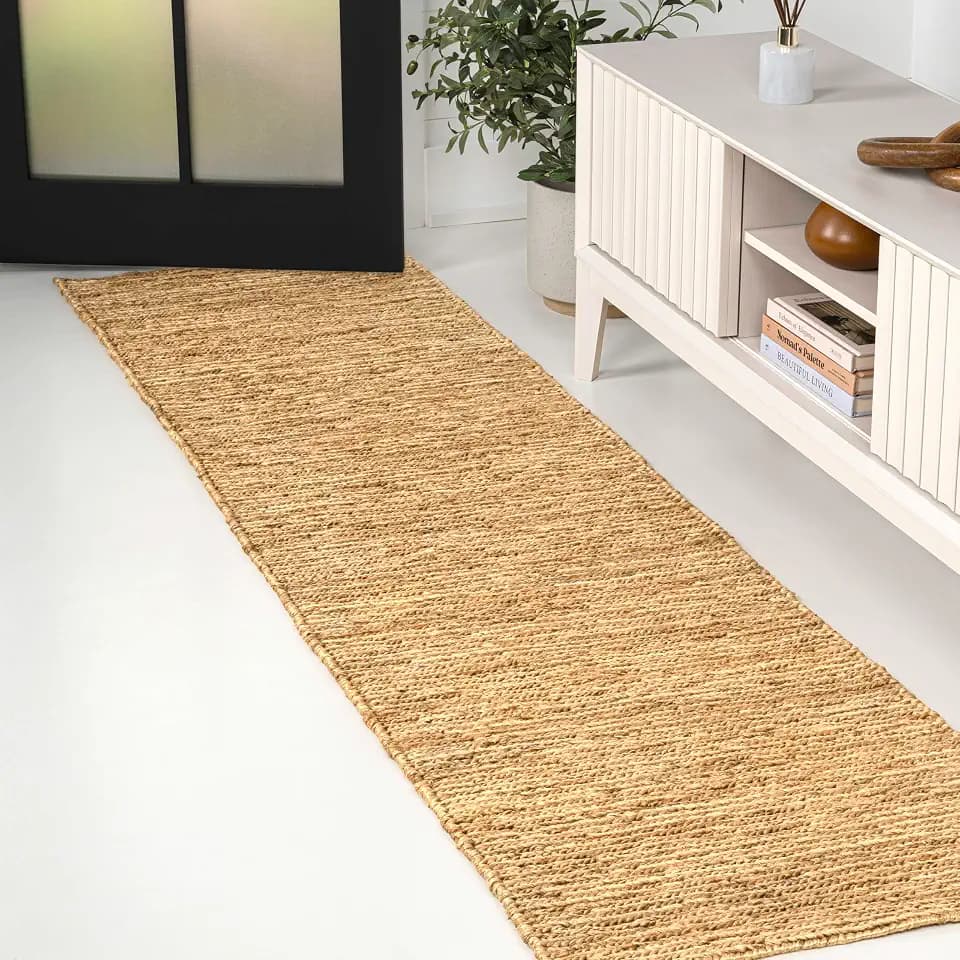 JONATHAN Y Griffin Woven Jute Solid Natural Runner Rug, 2x8, Rustic, Farmhouse, Traditional, Lodge, Easy-Cleaning for Living Room, Bedroom, Kitchen, Non-Shedding (NRF201A-28)
