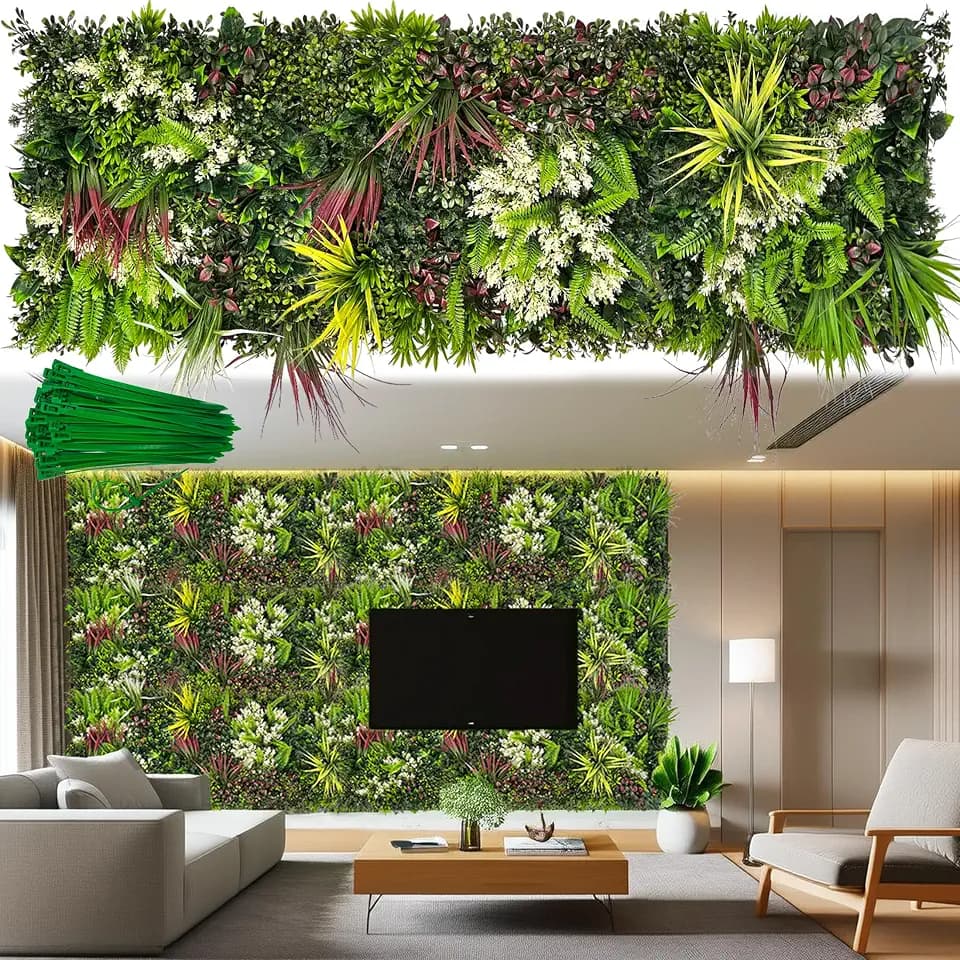 ODTORY Artificial 3D Greenery Wall, 60"x20" Privacy Backdrop Screen