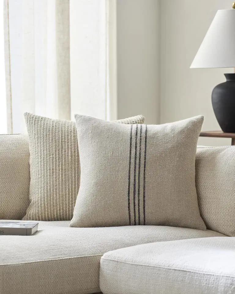 Livabliss x Becki Owens Modern Brett Accent Pillow Cover with Polyfill Insert, 20" L x 20" W, Light Brown/Black
