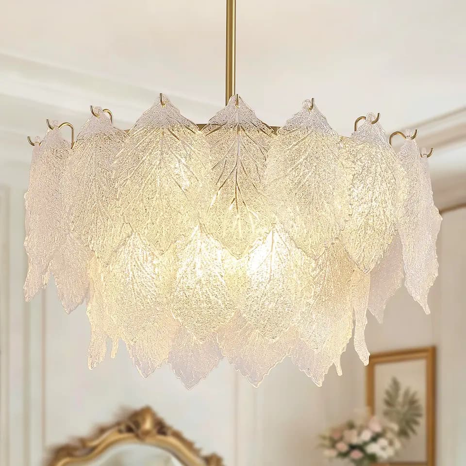 24.4" Milky White Glass Chandelier for Dining Room