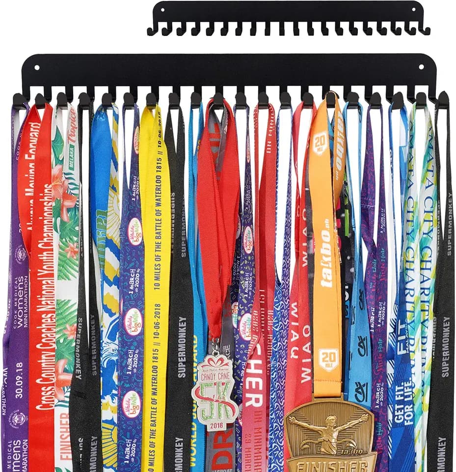 Medal Holder Display Hanger Trophy Shelf - Sturdy Wall Mount Medals Trophys Easy to Install-Race Sports Medal Holder Display Hanger for Gymnastic,Soccer,Runner,Wrest,Football,Basketball
