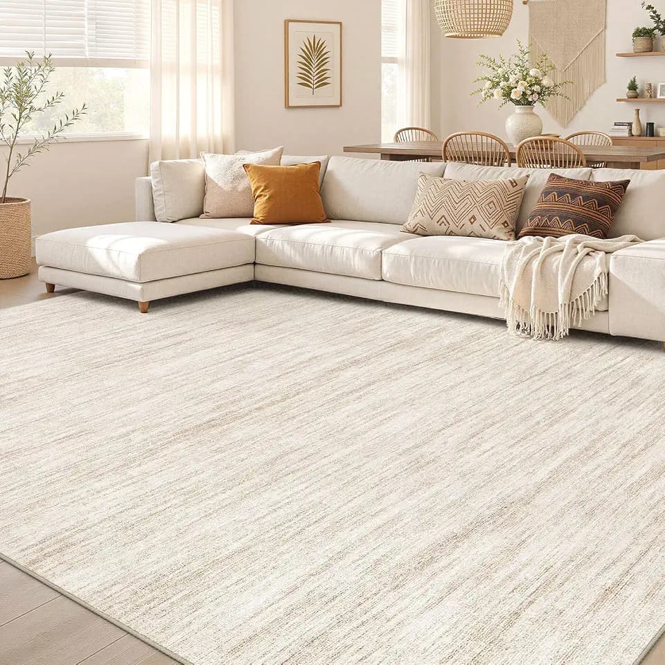 Nakagishi Boho 5x7 Area Rug Living Room Rugs Machine Washable Beige
