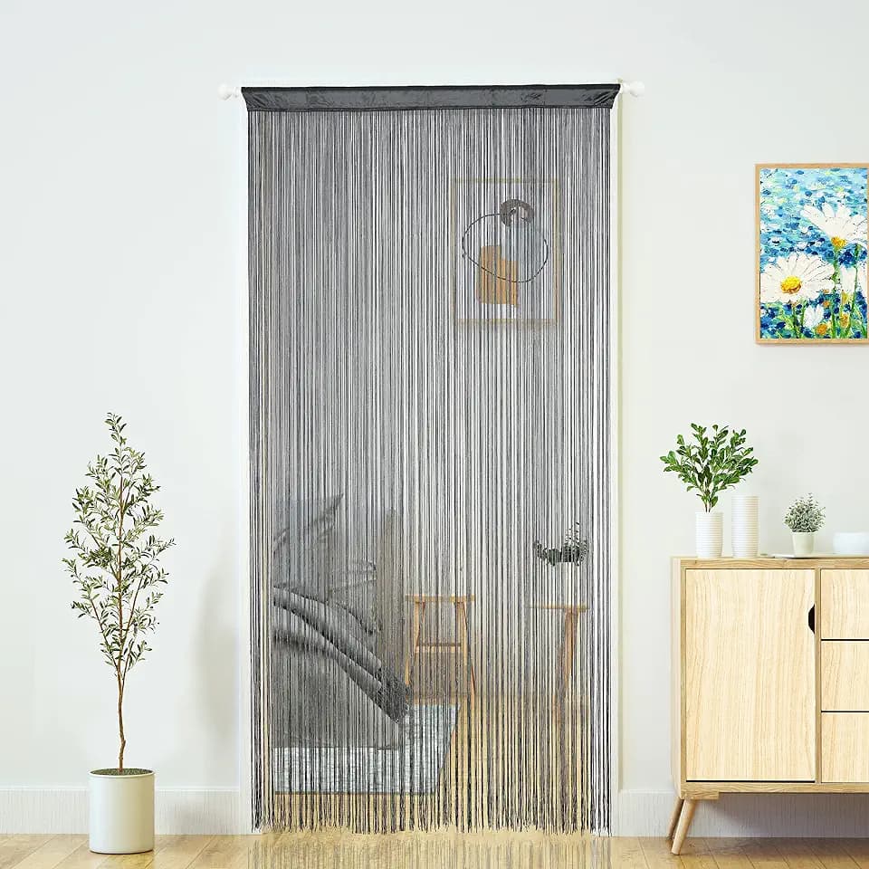 YaoYue Boho String Door Curtain for Doorway, Grey, 39" W × 79" L, 1 Panel