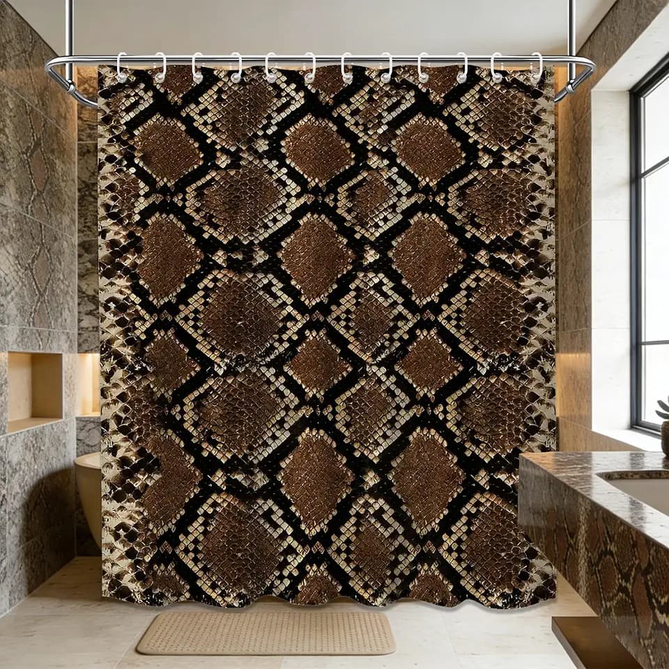 Snake Striped Dark Brown Shower Curtain, 72x72 in